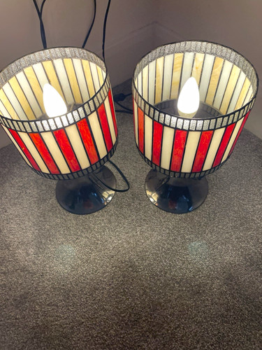 Pair tiffany style bedside - of,