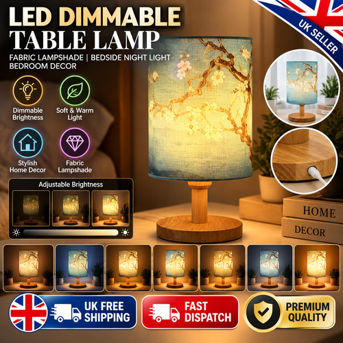Led dimmable table lamp - dimmable, fabric