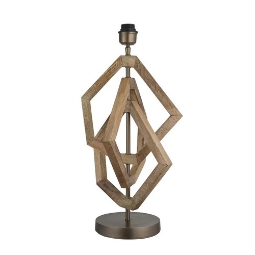 Brass finish wooden table lamp - brass,