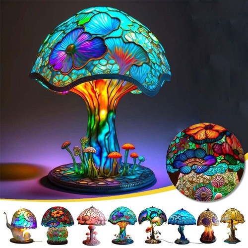 Mushroom table lamps stained - table,