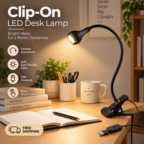 Clip desk lamp flexible - on,