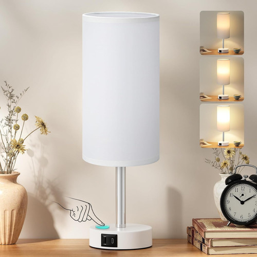 White touch lamp bed - white,