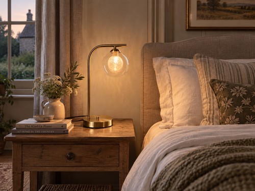 Gold table lamp with glass - gold,