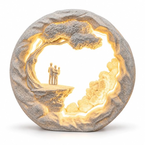 Family led table lamp - led, marble