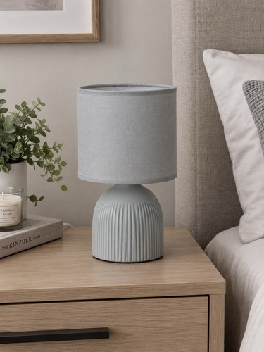Mini ribbed table lamp - table, grey