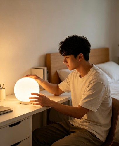 Frosted glass globe table - globe, lamp