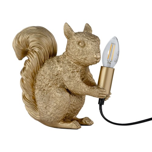Gold squirrel table - gold, lamp