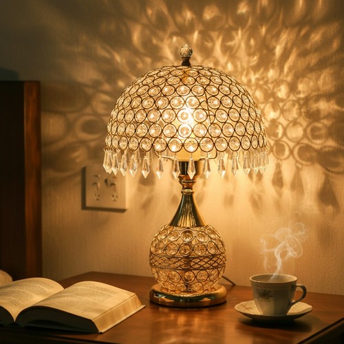 Crystal table lamp bedside - table,