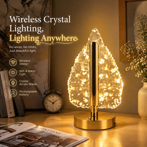 Golden leaf crystal desk - golden,